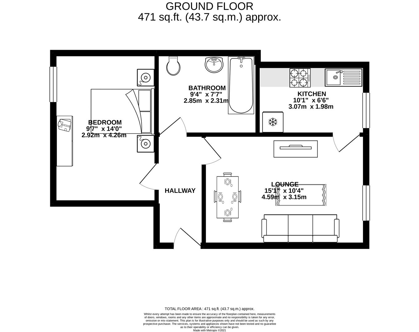 SP392 Large ground floor 1 bedroom apartment Spiffy